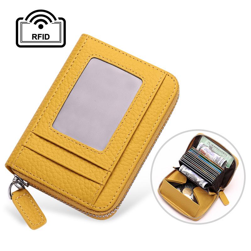 Rfid Card Holder 100% Genuine Leather Business Card Wallet Organ Card Bag Female Bag Japanese
