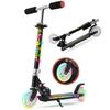 TENBOOM LED Light-Up Kids Kick Scooter, Foldable 2-Wheel with Adjustable T-Bar, 120 Mm PU Wheels, Rear Brake and Kickstand (Ages 3–12)