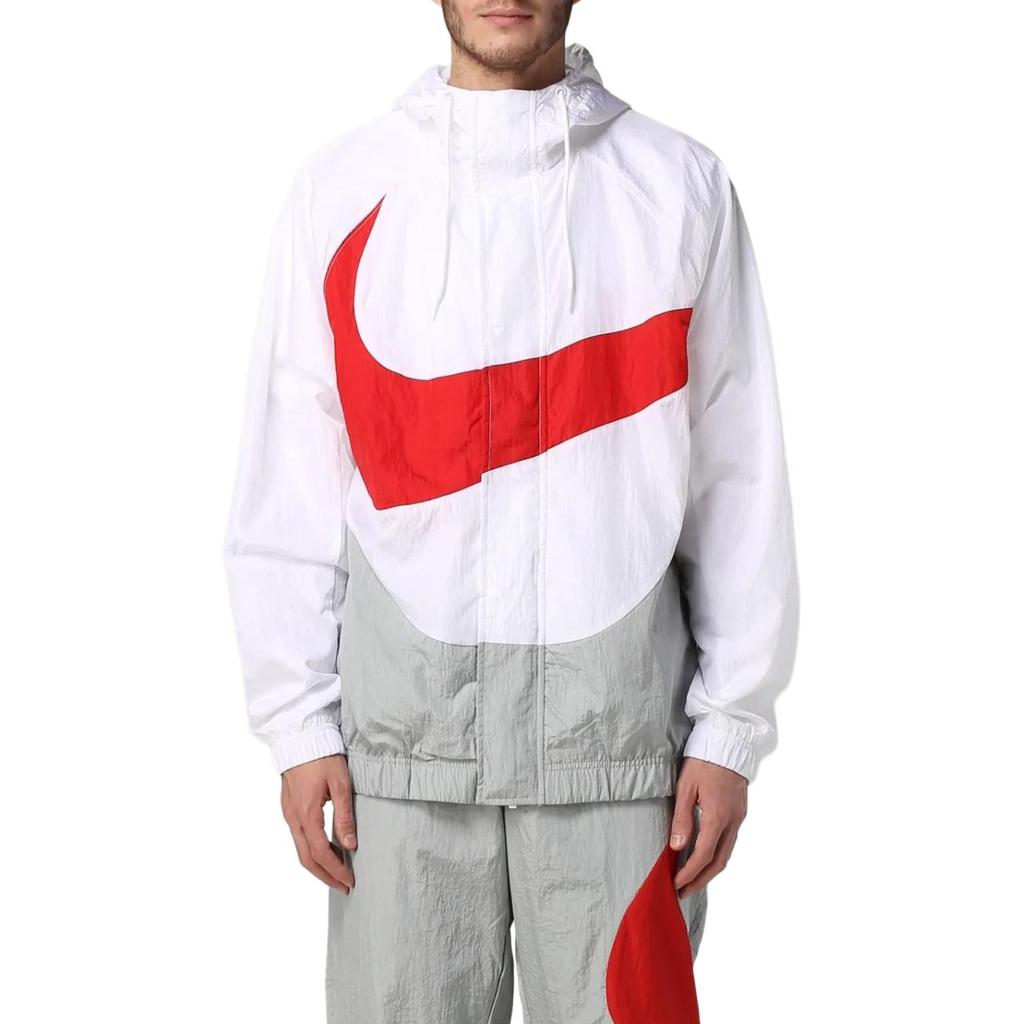 Nike Куртка с капюшоном и длинными рукавами с цветным блоком и принтом логотипа, мужская белая DD5968-100