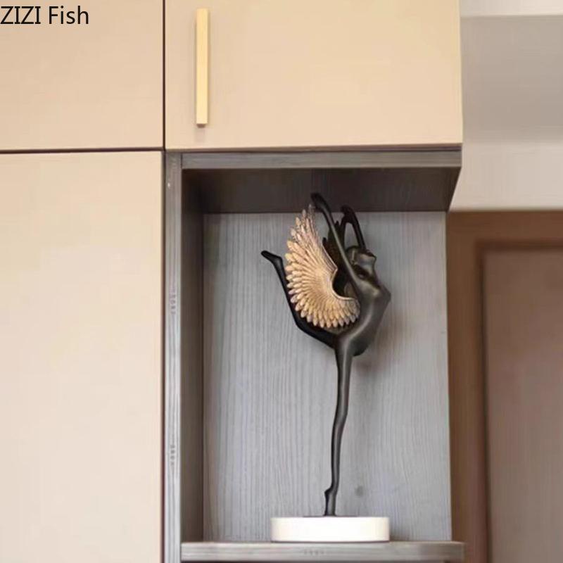 Ballet Angel Figures Sculpture Desk Decoration Ornaments Flying Dancer Abstract Character Metal Statue Room Aesthetic Decor