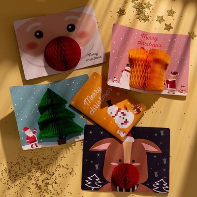 3D Pop-Up Рождественские открытки с наклейками для запечатывания конвертов, Сотовые Рождественские открытки, Милая открытка «С Рождеством», Праздничное поздравление, Подарок
