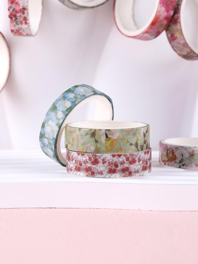 5rolls/Box Spring Flower Washi Tape ,Artistic Accent For Scrapbooking, Back To School, Diy Crafts, School Supplies, Masking Tape