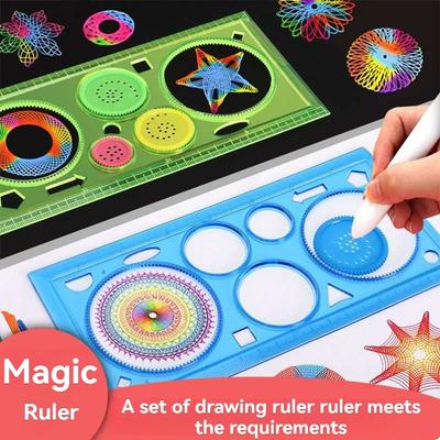1 шт. Детские игрушки для рисования Спирограф Линейка Многофункциональный Магический Набор Линейка Универсальный Шаблон Кривая Шестерня Линейка для рисования для детей TMZ
