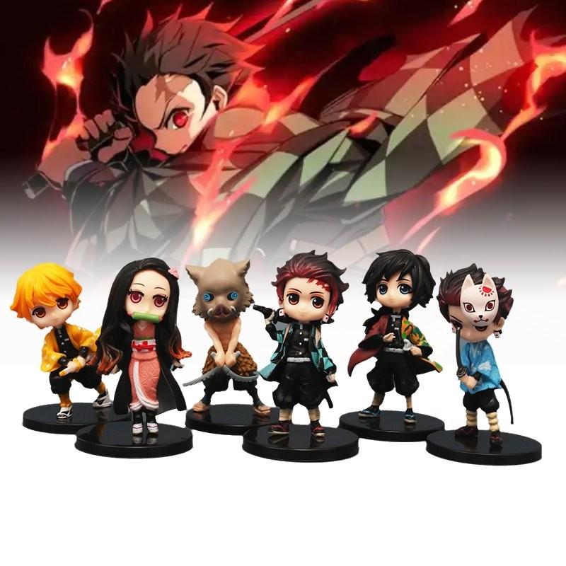 Anime Pvc Figurine Collection Set Of 6 Featuring Demon Slayer Tanjiro Nezuko And Zenitsu