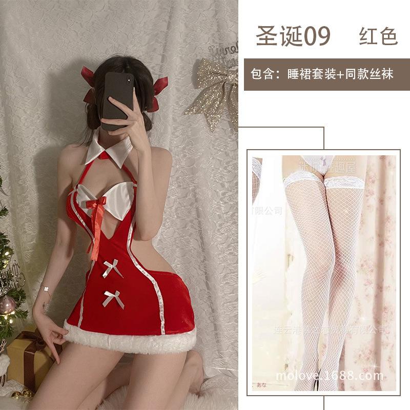 Sex Underwear Plush Tube Top Sexy Christmas Uniform Set Hollow Out Sex Pure Desire Uniform