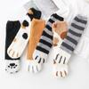 Women's Coral Fleece Winter Cat Claw Home Plush Socks