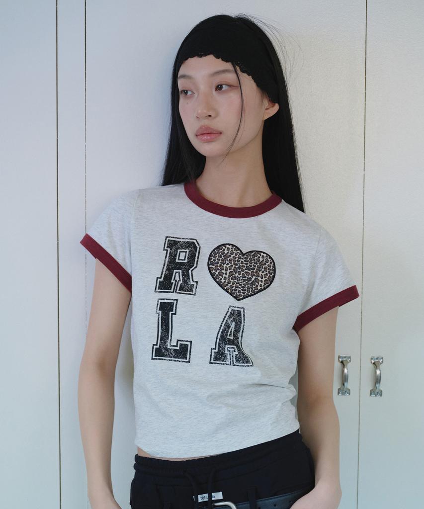 ROLAROLA I Love Rola Patchwork Ringer T-Shirt M/Gray