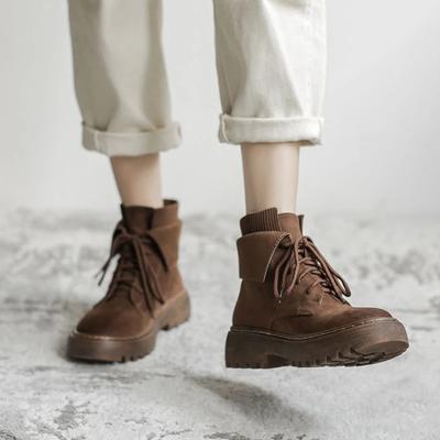 Модные ботильоны весна осень элегантные на среднем каблуке с круглым носком женские ботильоны горячая новинка большого размера теплые ботинки женская короткая обувь