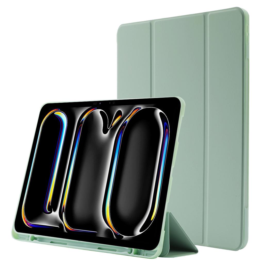 Для iPad Про 13 (2025)/13 (2024) Чехол-книжка с покрытием Skin-Touch, кожаный, трехскладной, с подставкой и держателем для стилуса, для планшета