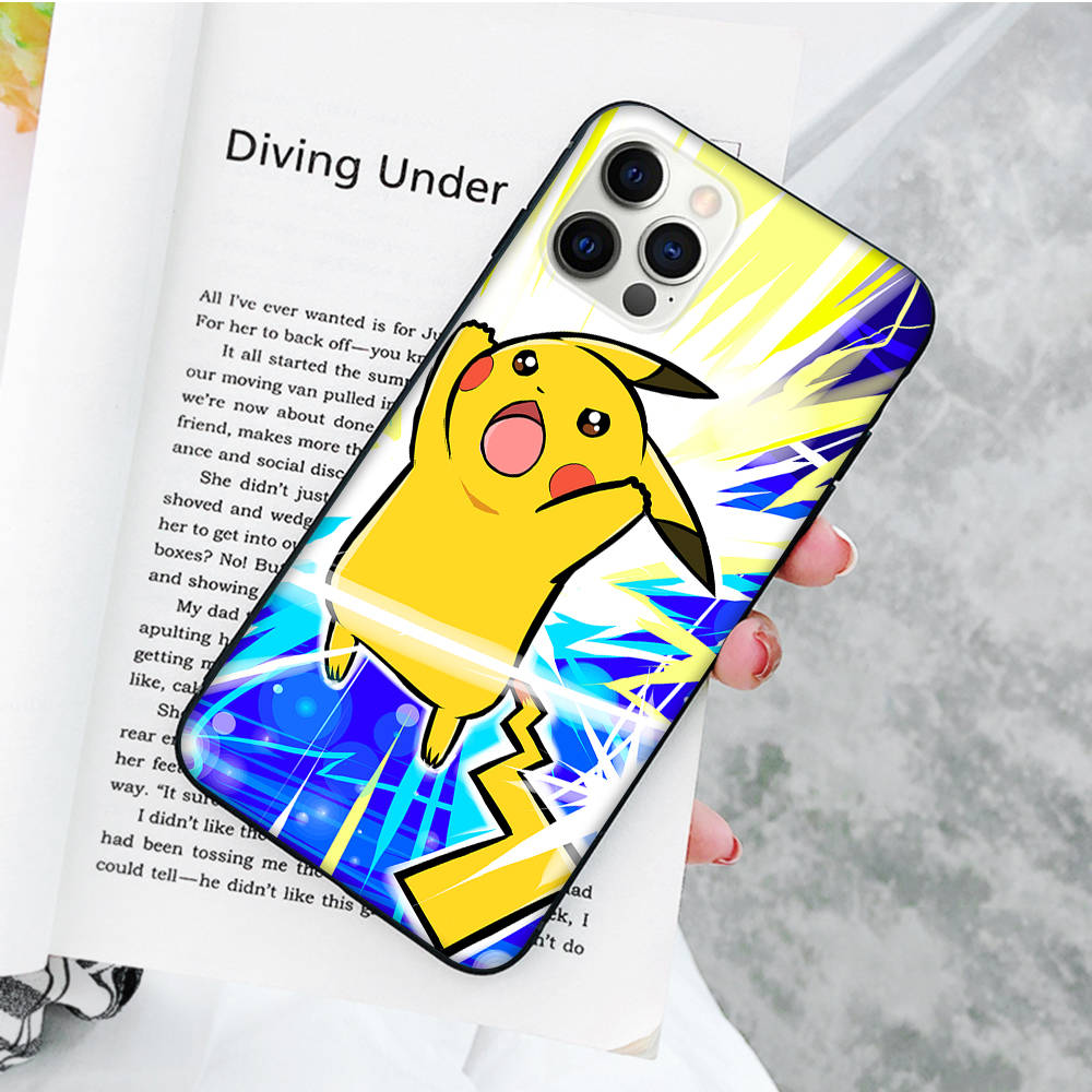 JP36 Pikachu Pokemon Black Soft Case for Xiaomi Poco X6 X4 M5 M6 F5 F6 C65 C55 C50 C51 C40 Pro Redmi 14C A3X 13C 12C 11T 10A 9C Note 7 6 8A Plus