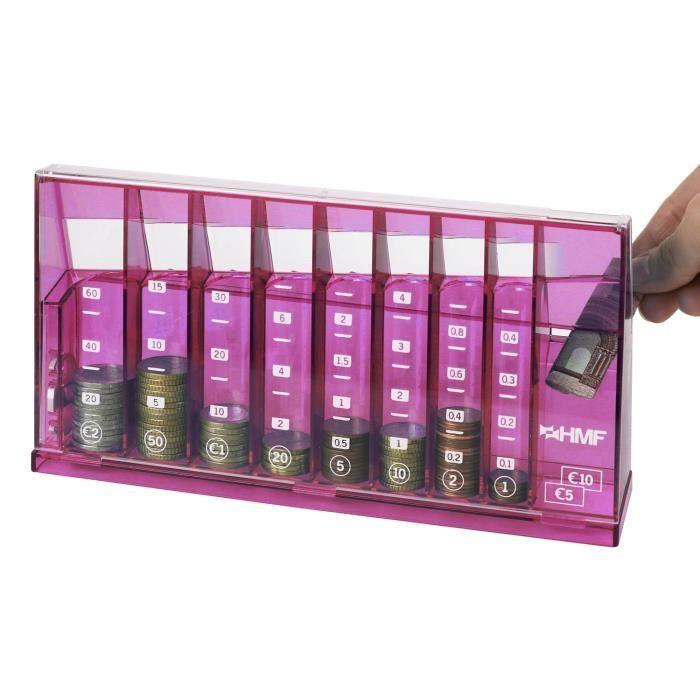Tirelire - HMF - 4710-15 - Fuchsia - 24 x 12 x 5 cm - Compteuse de monnaie avec trieur
