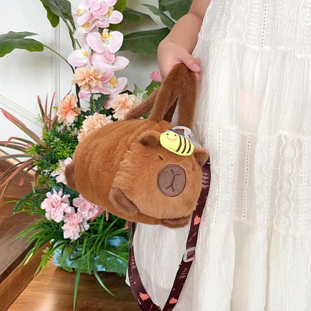 PP Cotton Capybara Bucket Bag Soft Plush Doll Shoulder Bag Phone Bag Panda Crossbody Bag Daily