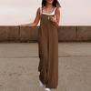 Lady Jumpsuit Collarless Spaghetti Strap Backless Sleeveless Loose Wide Leg Full Length Overalls Casual Daily Wear Outfit
