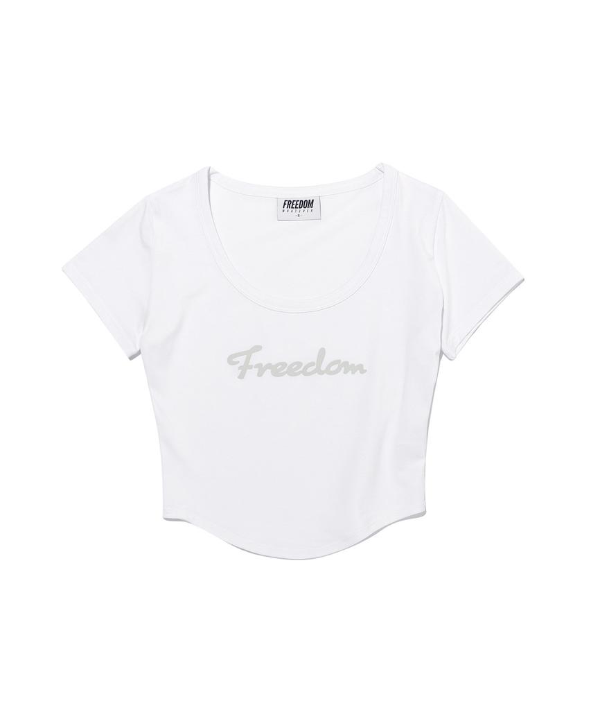 FREEDOM Модальный Топ Кроп с U-образным вырезом и Коротким Рукавом (белый)