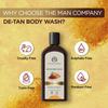 THE MAN COMPANY De-Tan Душ для мужчин с шафраном, куркумой и гранулами грецкого ореха для осветления кожи 200 мл, гель для душа для удаления загара
