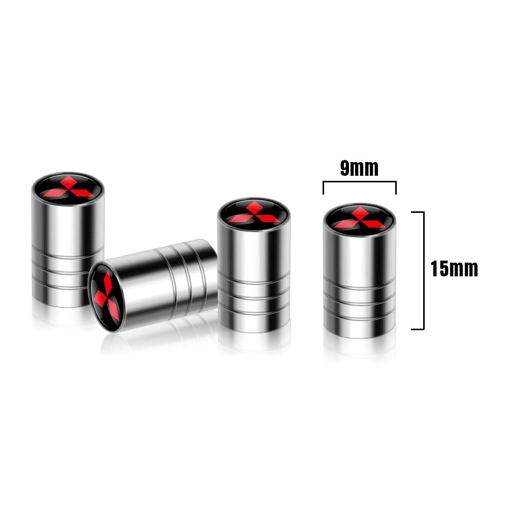 rvcr3 4Pcs Metal Car Wheel Tire Stem Valve Caps Auto Accessories For Mitsubishi 9 Ralliart X EX ASX L200 Colt Outlander Pajero Lancer