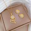 White Synthetic Zircon Flower Jewelry Sets Earrings Necklace for Women