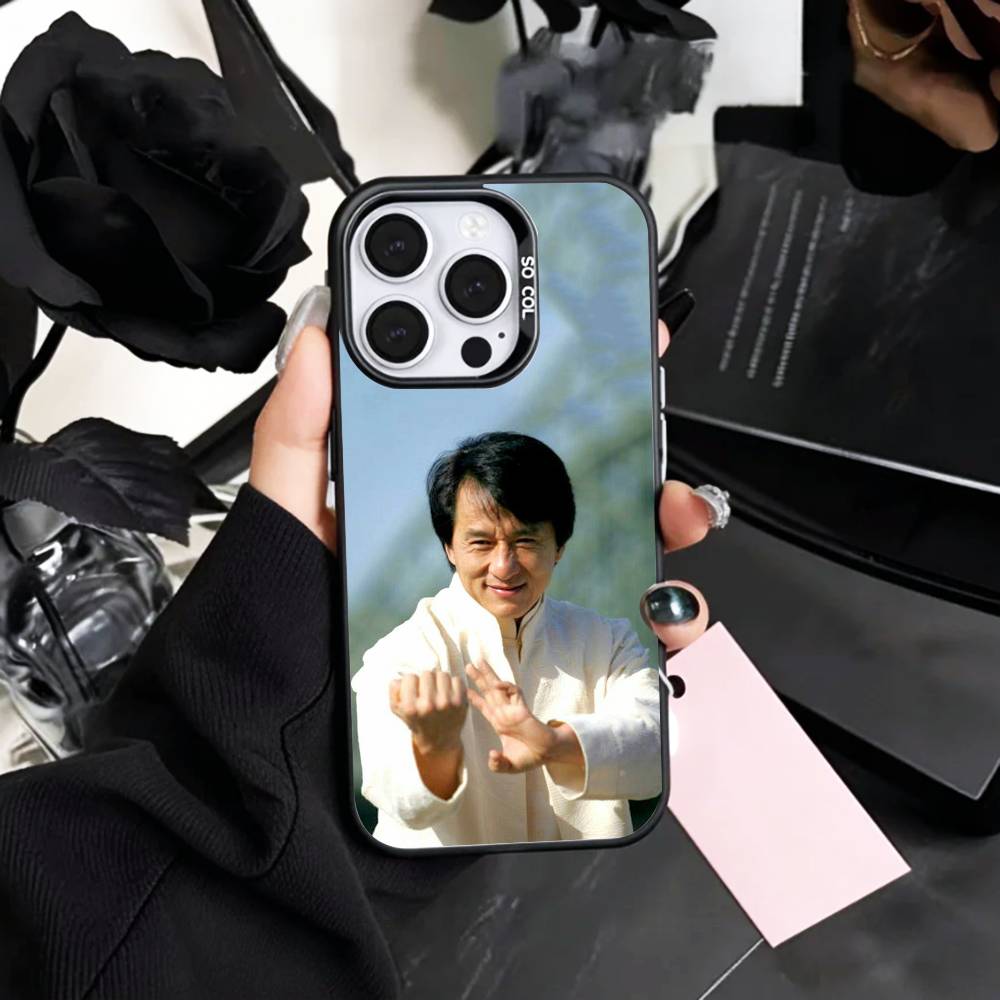 Kung Fu Star J-Jackie C-Chan Phone Case For iPhone17,16,15,14,13,12,11 Plus,Pro Max Colored Silver Plated Inside Cover