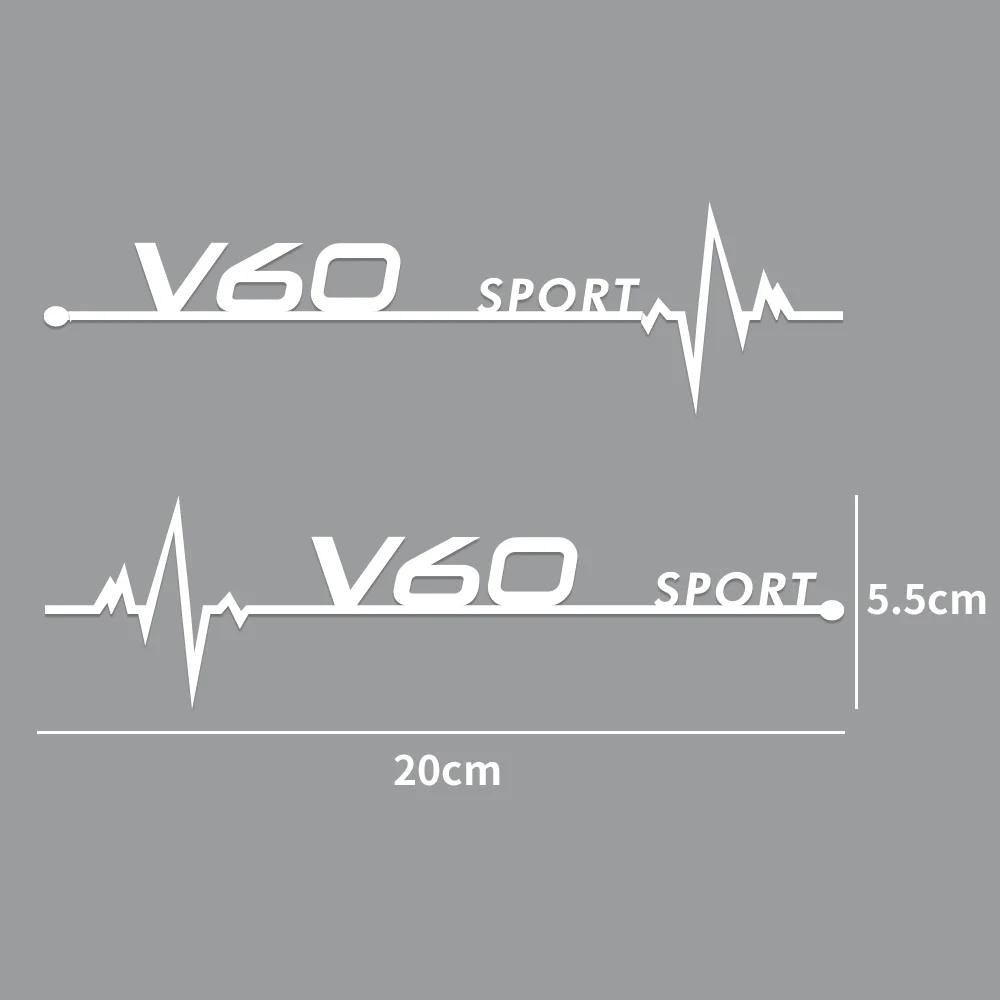 2Pcs Volvo Car Window Body Stickers, Heartbeat Sport Logo Decor Decals for XC40 XC60 XC90 S60 S90 V50 Auto Exterior Accessories