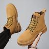 Rhubarb boots new autumn and winter British style high-top boots cotton tooling short boots fluff zipper Martin boots men