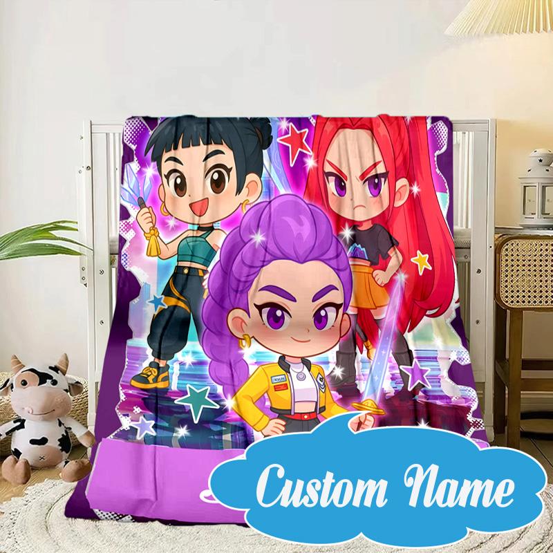 Custom Name Hunter's Adventure K-Pop Blanket bed sofa Blanket Flannel Blanket for Camping, Hiking, Picnic Essentials,gift for Fan family