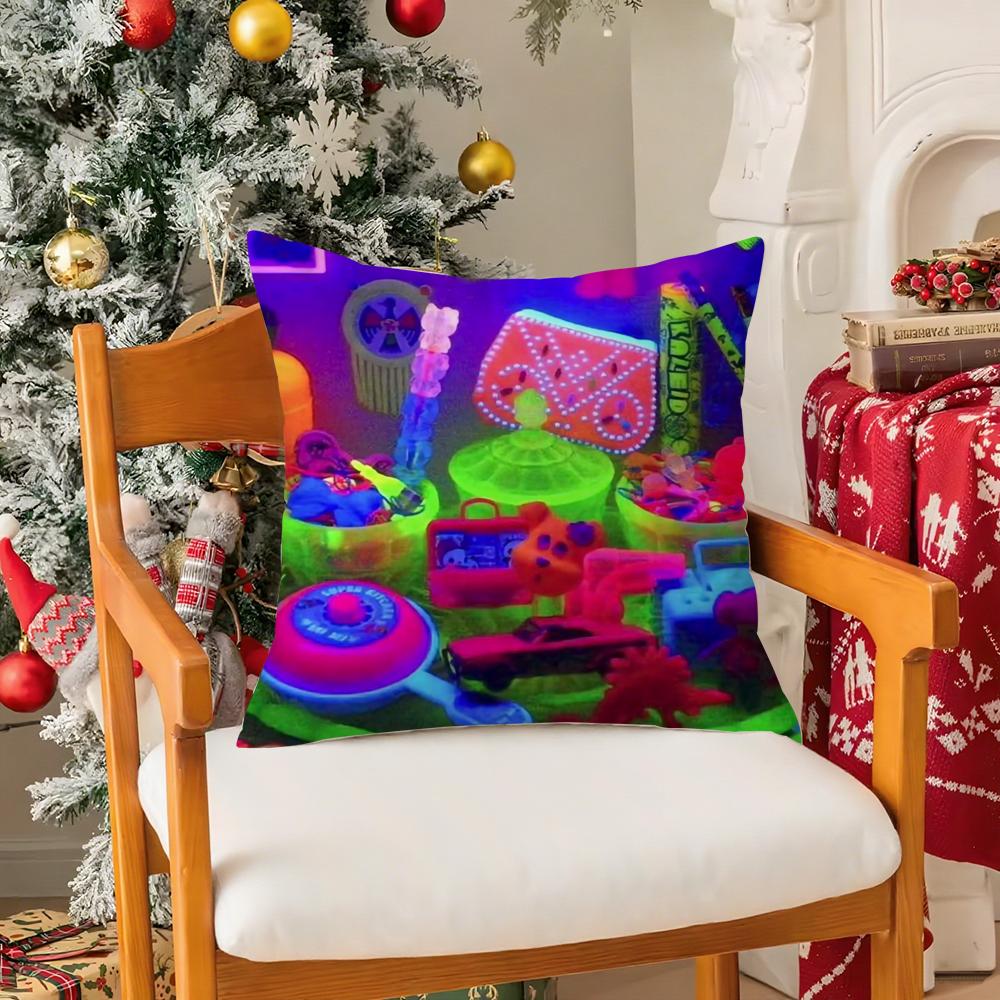Cool N-Neon Core Pillow Case Silky Short Plush With Invisible Zipper Dustproof Sofa Cushion Cover For Home Decor