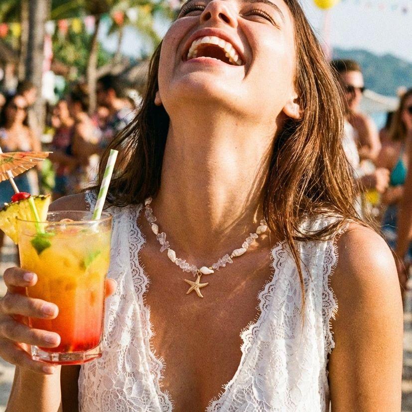 Summer Beach Ocean Starfish Pendant Necklace for Women Clear Irregular Choker Holiday Vacation Coastal Collar Accessories