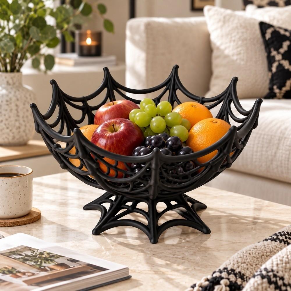 Creative Candy Basket Reusable Snacks Bowl Funny Halloween Spider Web Basket Party Decoration