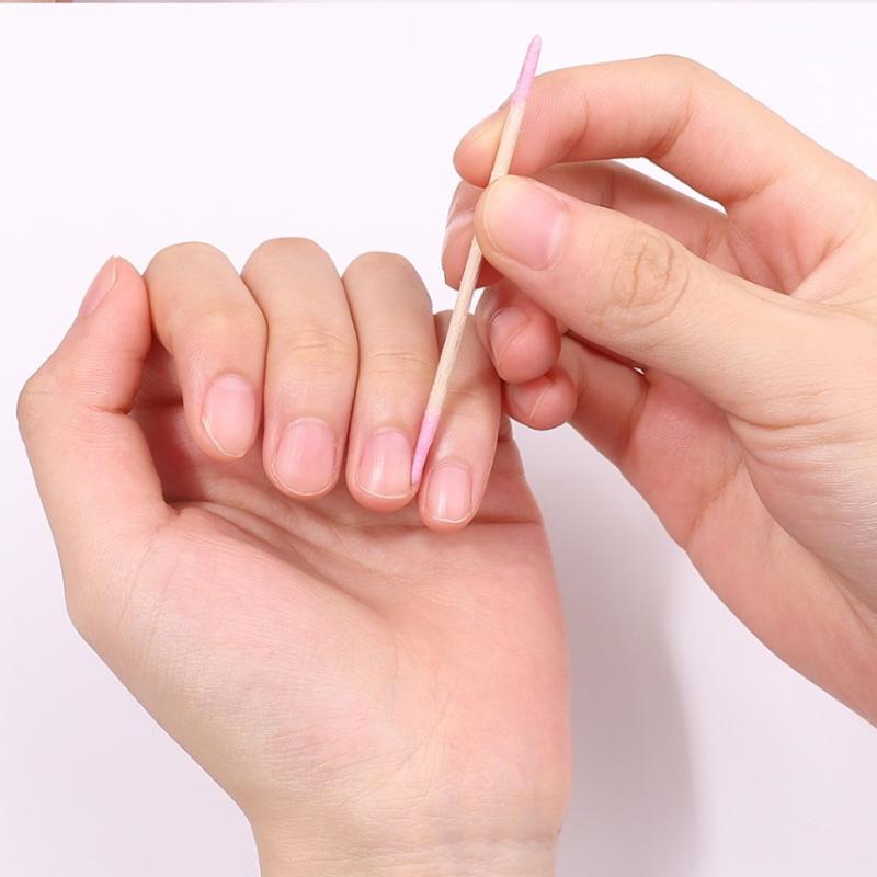 100/200/300/500 шт. Деревянные палочки с двумя головками для чистки ногтей, фиолетовые двухсторонние ватные палочки для чистки, средство для снятия лака для ногтей