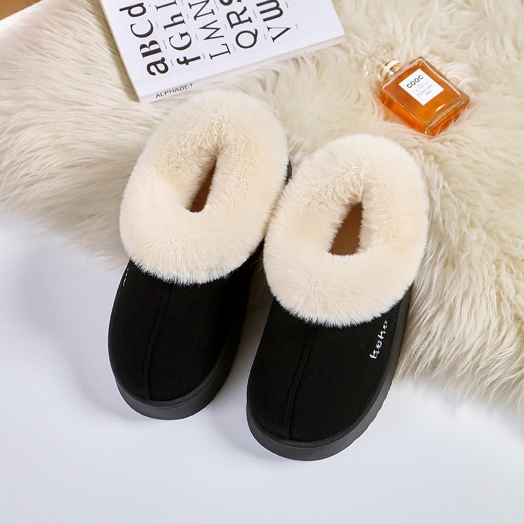 Winter Velvet Thickened Cotton Slippers for Women, Anti Slip and Warm for External Wear, Household Slippers for Indoor Use, Winter Cotton Slippers