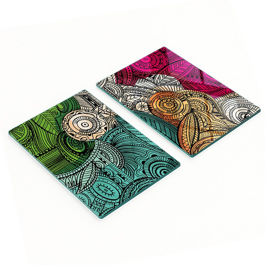 Stylish and Durable Glass Boards with Abstract Feathers Print 2x40x52 cm