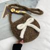 Macaron Plush Oval Cute 2025 Autumn New Bag Small Crossbody Shoulder Backpack Bow Mobile Phone Bag