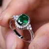 1 шт. серебристого цвета овальной огранки с зеленым камнем CZ Кольца-когти Обручальное кольцо Ювелирные изделия Подарки на день Святого Валентина