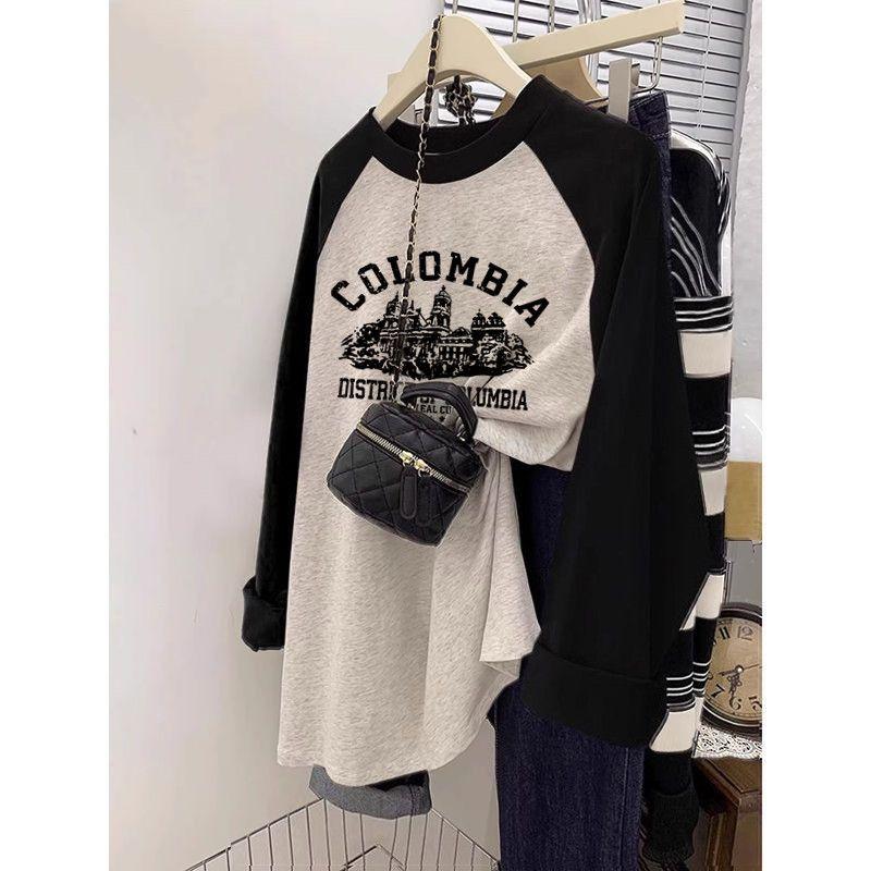 Pure Cotton Long-sleeved T-shirt Women's Autumn Large Size Bottoming Shirt Ins Trendy Loose Lazy Style Thin Top