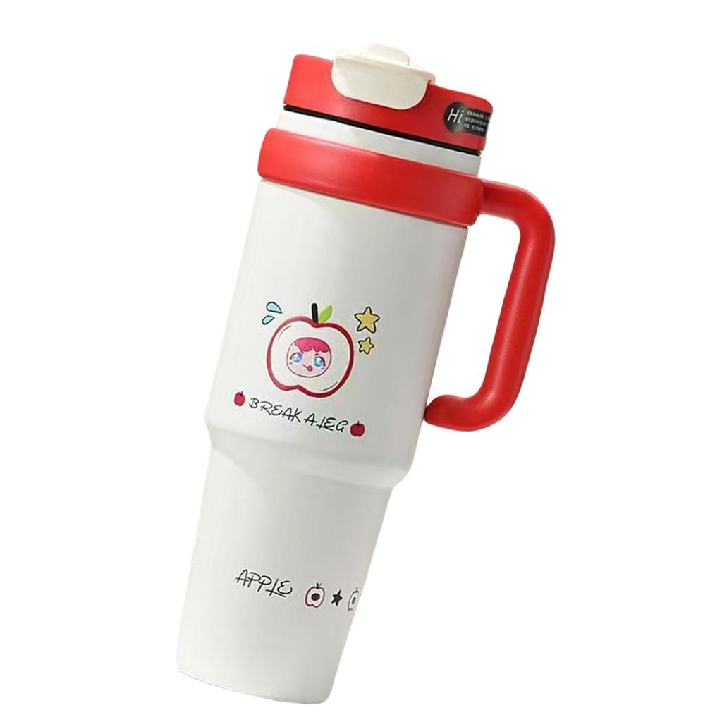 12 Hour Thermal Retention Stainless Steel Tumbler With Jumbo Straw Leak Proof Lid Ergonomic Handle For Outdoor Office Use