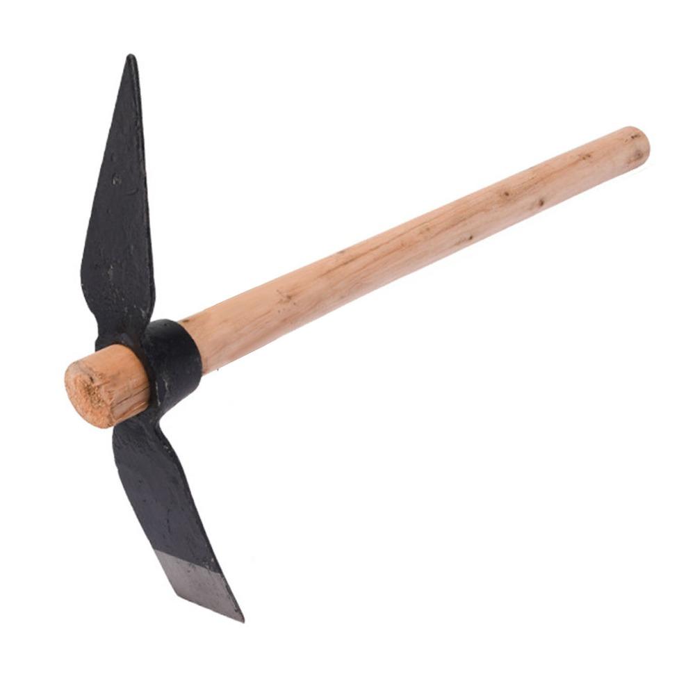 Wood Handle Pick Axe Double Sided Garden Pick Mattock Durable Pick Mattock Hoe Outdoors Climbing