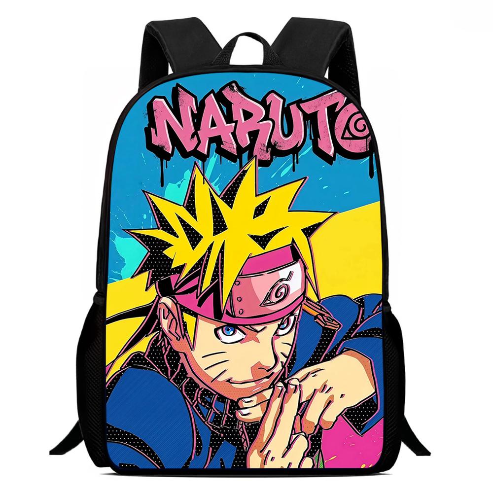 Рюкзак NARUTO Anime 15 дюймов с регулируемыми лямками, легкий школьный рюкзак для повседневного использования для мальчиков и девочек 6-10 лет