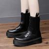 Модные классические черные ботинки на платформе, женские высококачественные повседневные кожаные ботинки, женские модные высокие зимние ботинки на молнии для женщин botas mujer