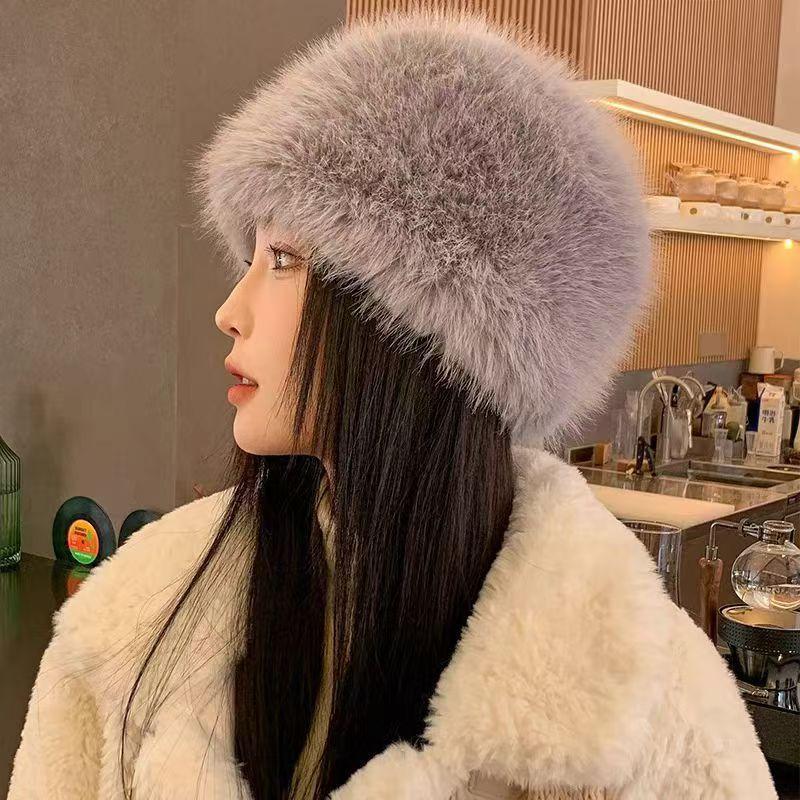 Imitation Fox Hat Autumn and Winter Versatile Mongolian Hat Thickened Warm High-end Ear Hat Fashionable Women's Hat
