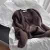 Maillard ретро кофейный свитер из искусственного норкового флиса женский зимний мягкий восковой ленивый вязаный свитер