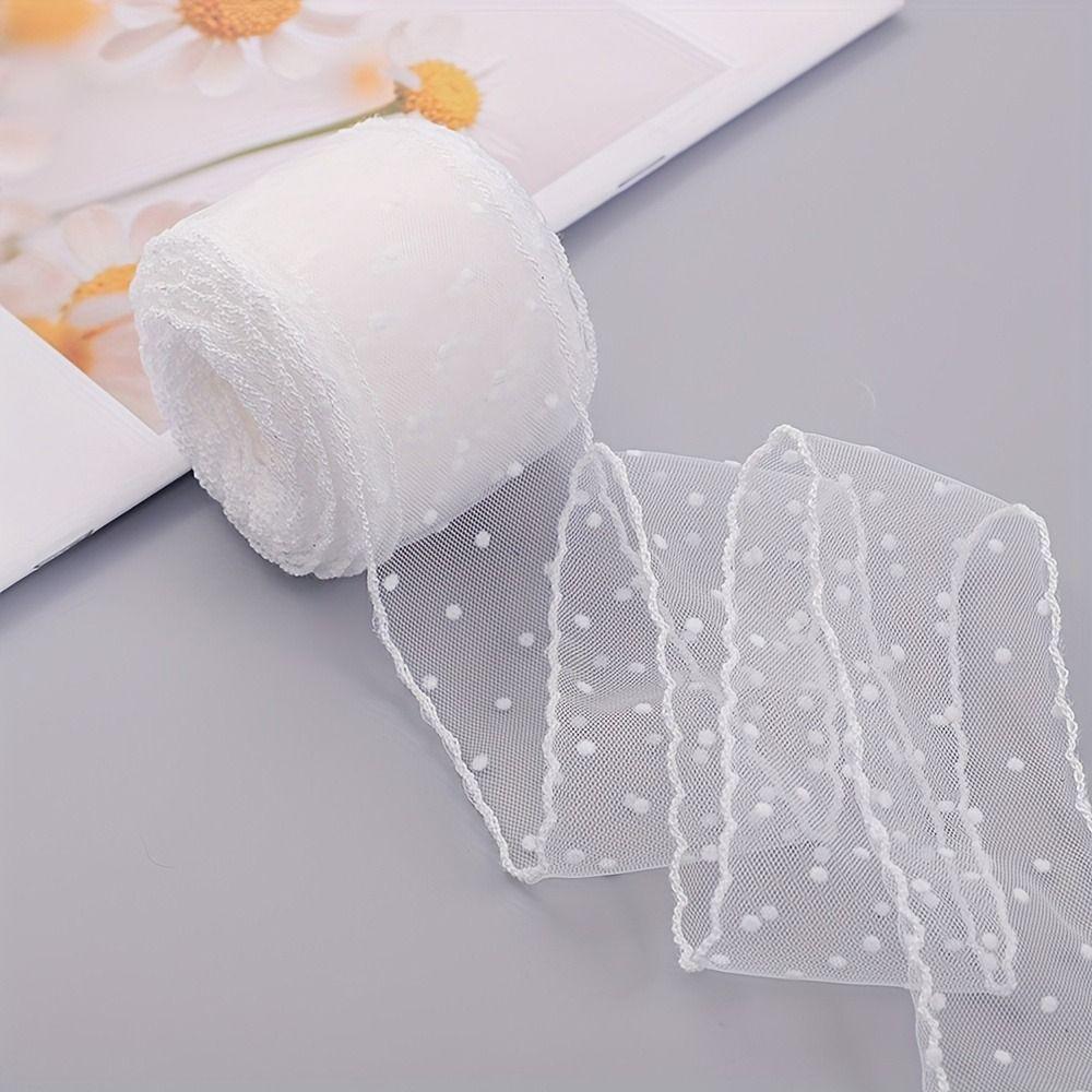 DIY Polka Dot Mesh Ribbon Retro Lace Fabric Ribbon  for Bouquets Gift Wrapping Sewing