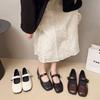 Leather Flat-bottomed One-pedal Single Shoes Women's Small Leather Shoes 2025 Spring and Summer New Fairy Wind Word with Mary Jane Women's Shoes