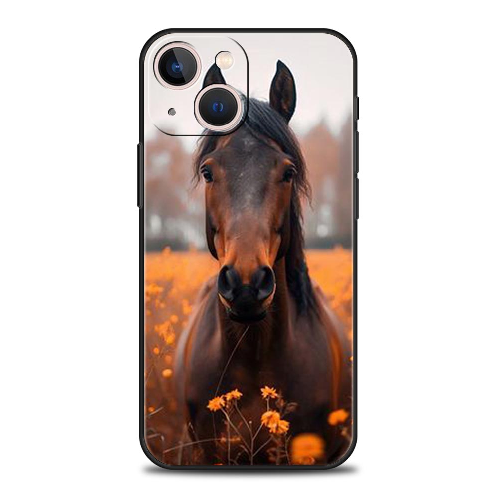 Черно-белые скачущие лошади Чехол для телефона Для iPhone 16e 15 14 13 12 11 Pro Max XS X XR SE 7 8 Plus Чехол iPhone 16 Мягкий ТПУ Чехол