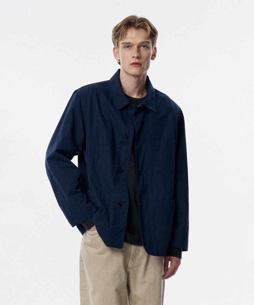 TAILDERN Bill Chore Jacket Cotton Linen Navy