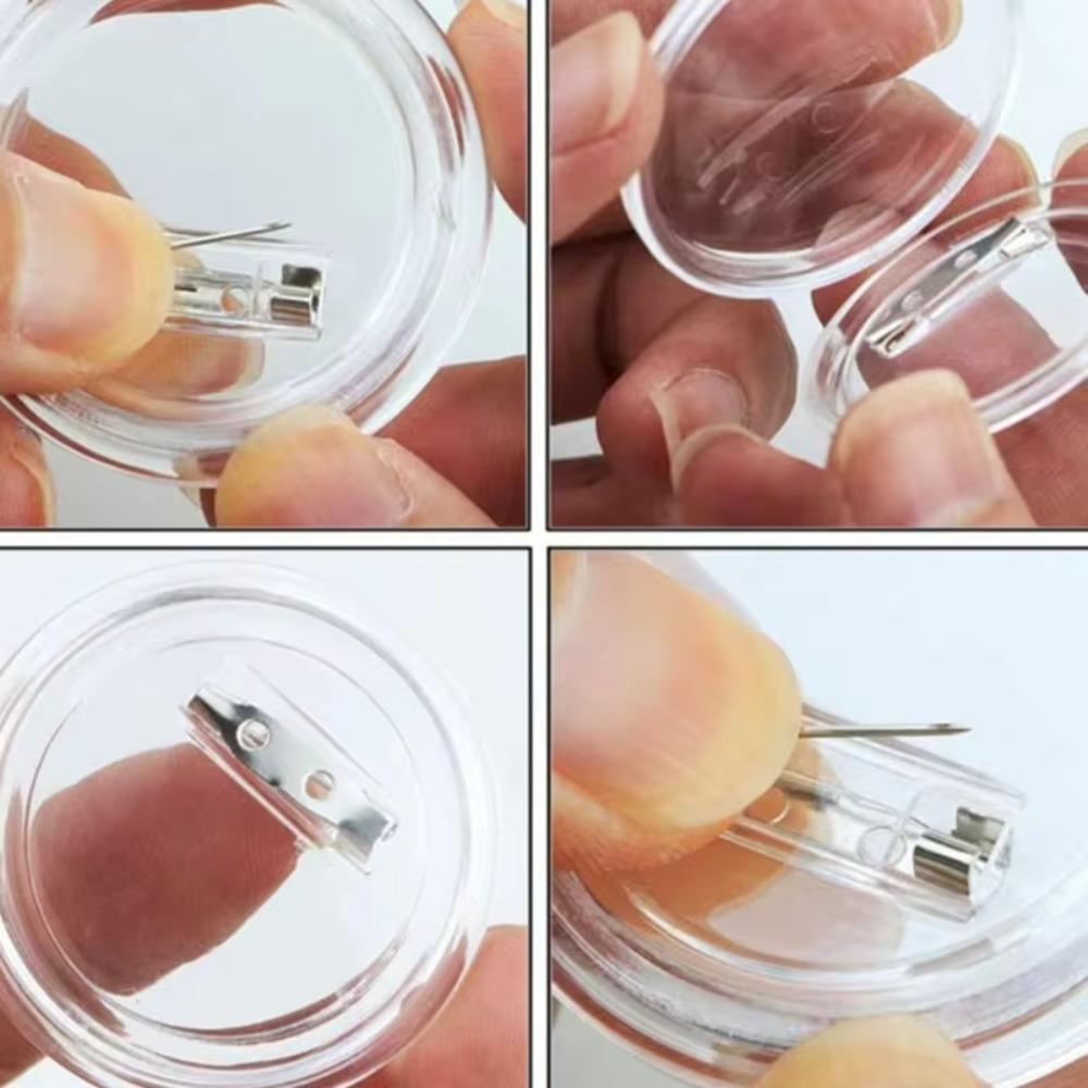 20 Pcs Clear Button Pin Acrylic Round Button Brooch Enamel Pins DIY Art Jewelry