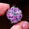 Роскошное женское помолвочное кольцо с розовым кристаллом Винтажное Серебристый цвет Свадебное Для женщин