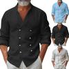 Designer Spring Summer Men's Casual Cotton Linen Solid Color Long Sleeve Shirts Loose Shirts