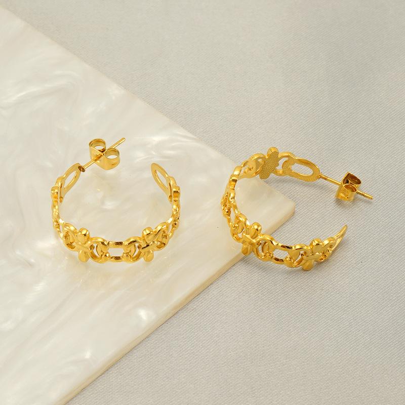 Модный дизайн текстура ретро титановые стальные серьги нишевые высококачественные серьги из нержавеющей стали женские