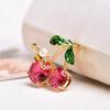 New Cute Red Cherry Bee Brooch Women Unisex Alloy Zircon Gentle Simple Sweet Fashion Fruit Series Brooch Pin Gifts PD514