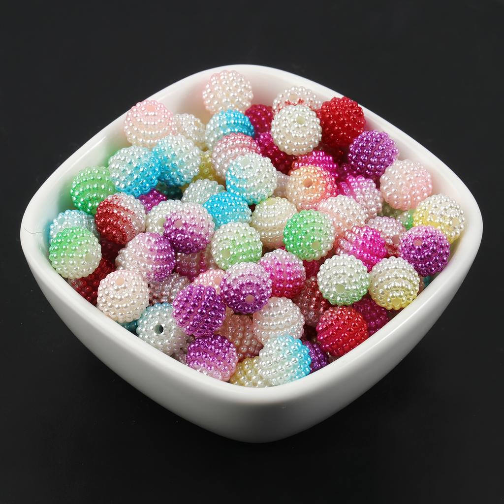 10mm 90pcs/bag Multicolor Acrylic Bayberry Beads Imitation Pearl Beads Round Loose Beads Spacer Beads For Earrings Bracelet Necklace Jewelry Making